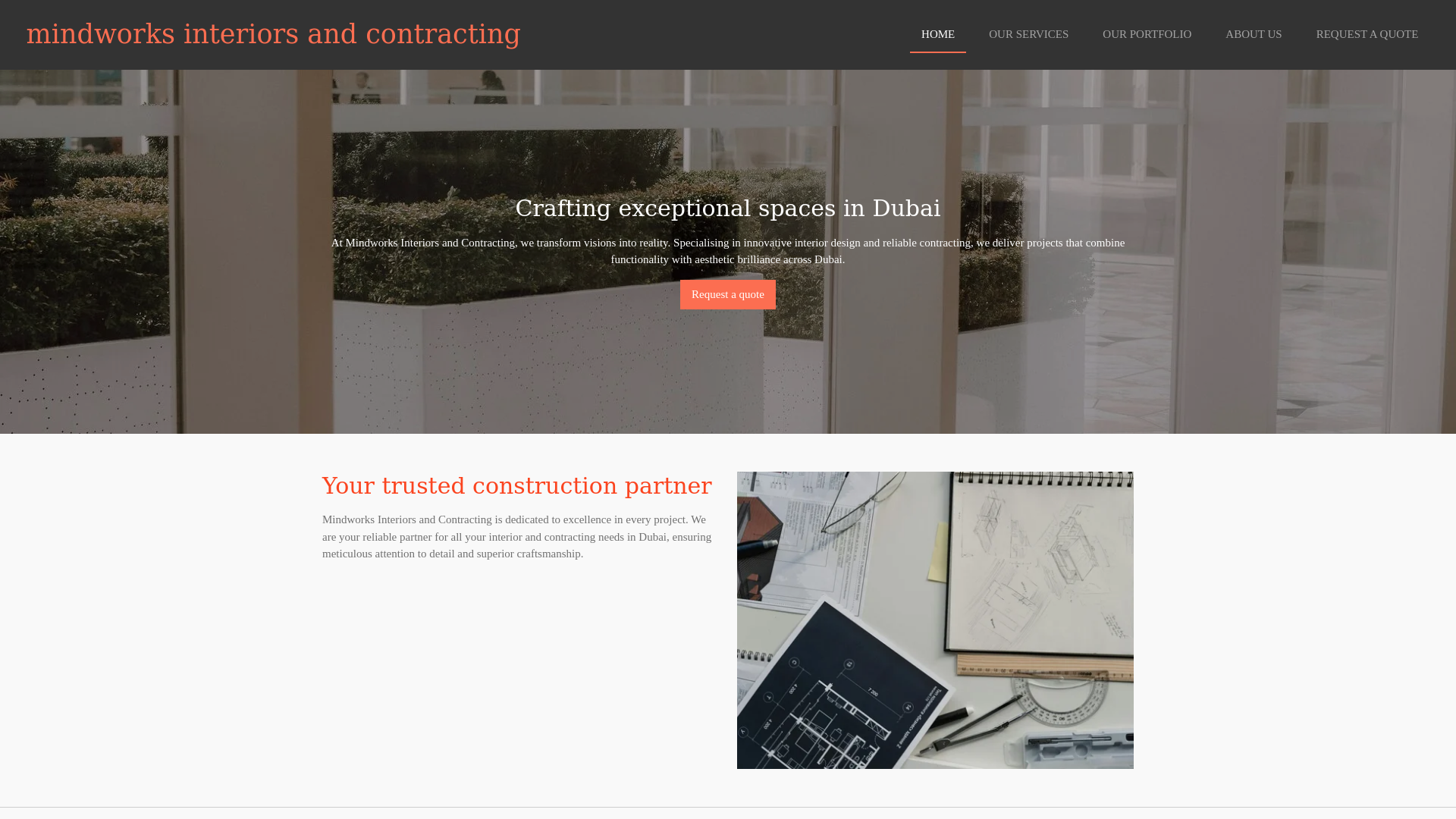 website screenshot of https://mindworksinteriorsandcontracting.co.uk/