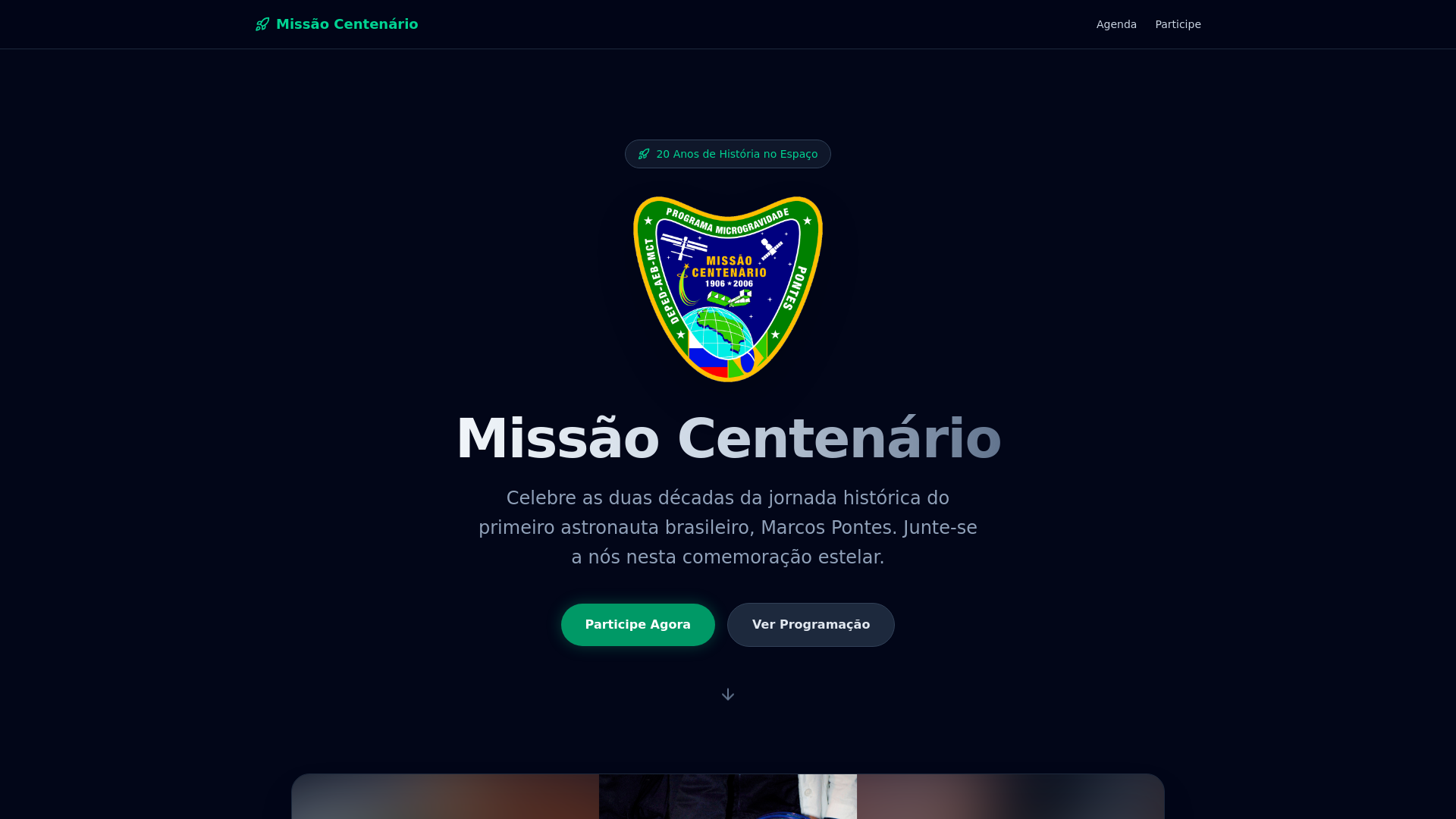 website screenshot of https://20-anos-missao-centenario.pages.dev/