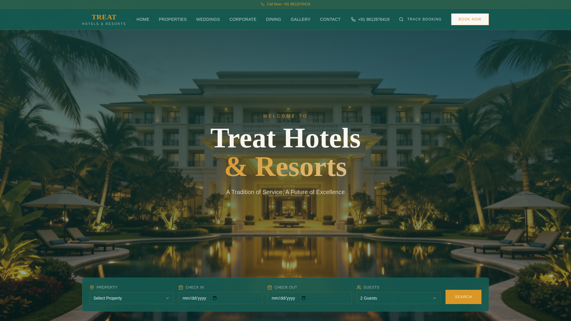 website screenshot of https://treatresorts.site