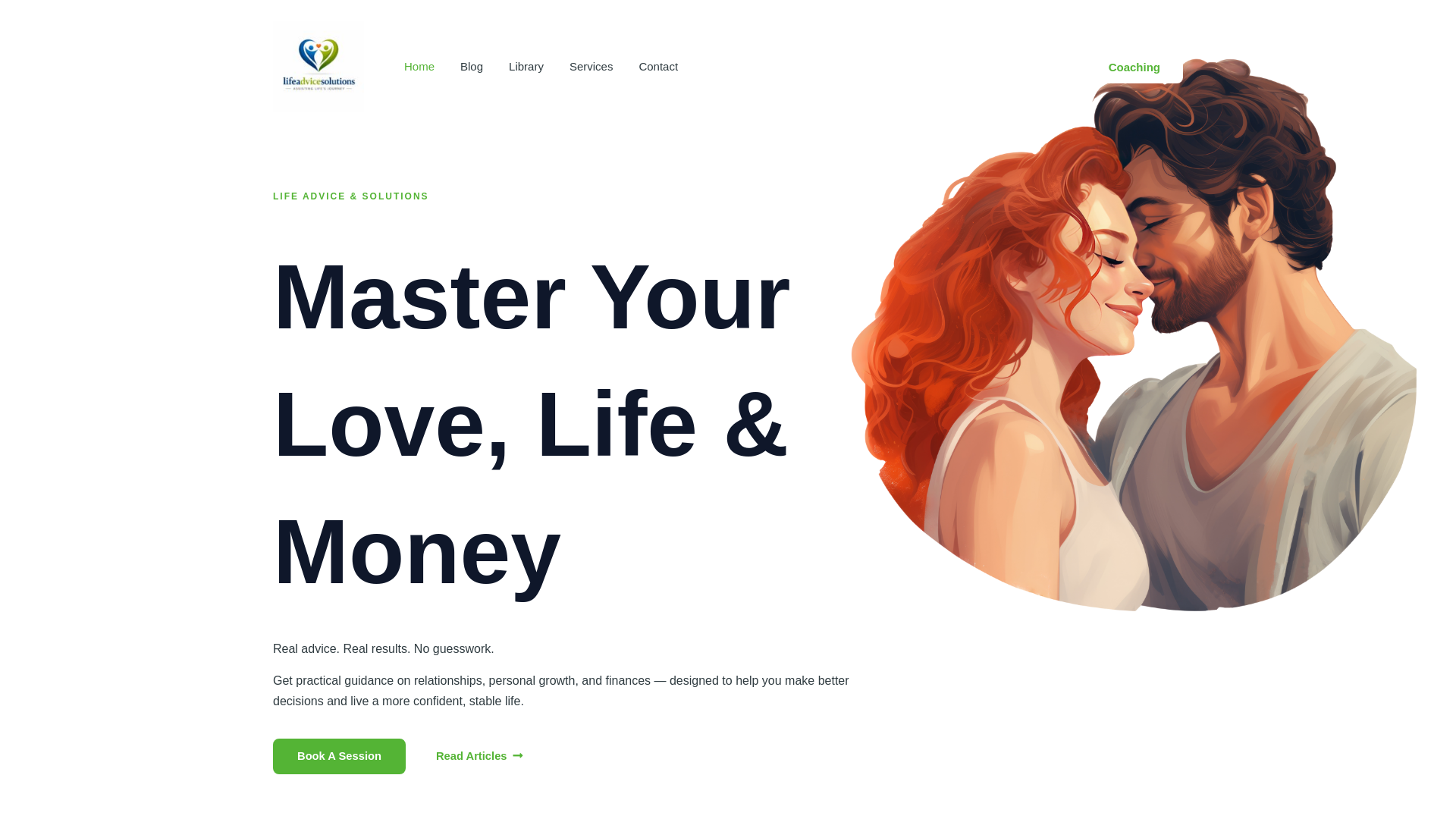 website screenshot of https://lifeadvicesolutions.com