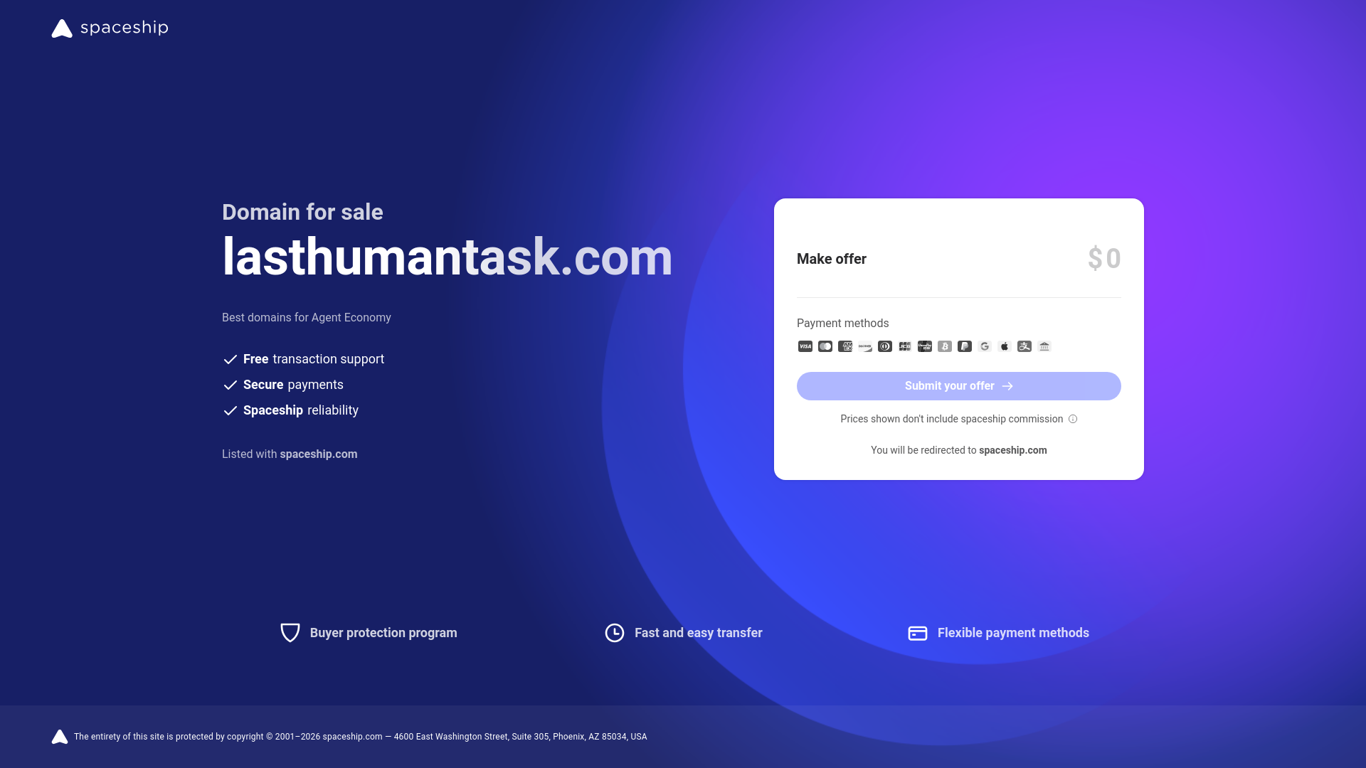 website screenshot of https://lasthumantask.com/