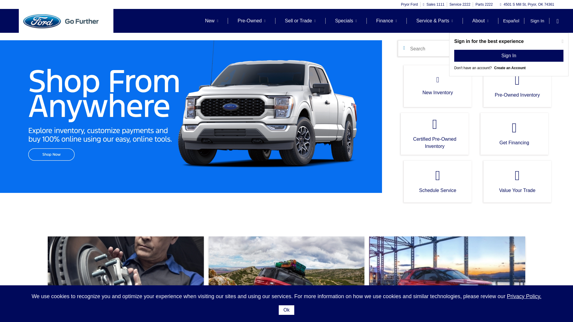 website screenshot of https://mypryorford.com/