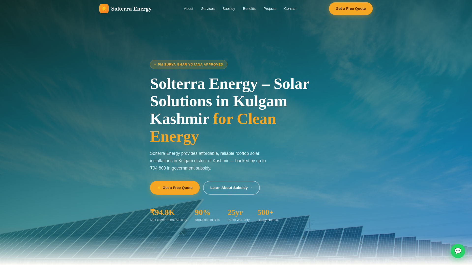 website screenshot of https://solterraenergy.in/