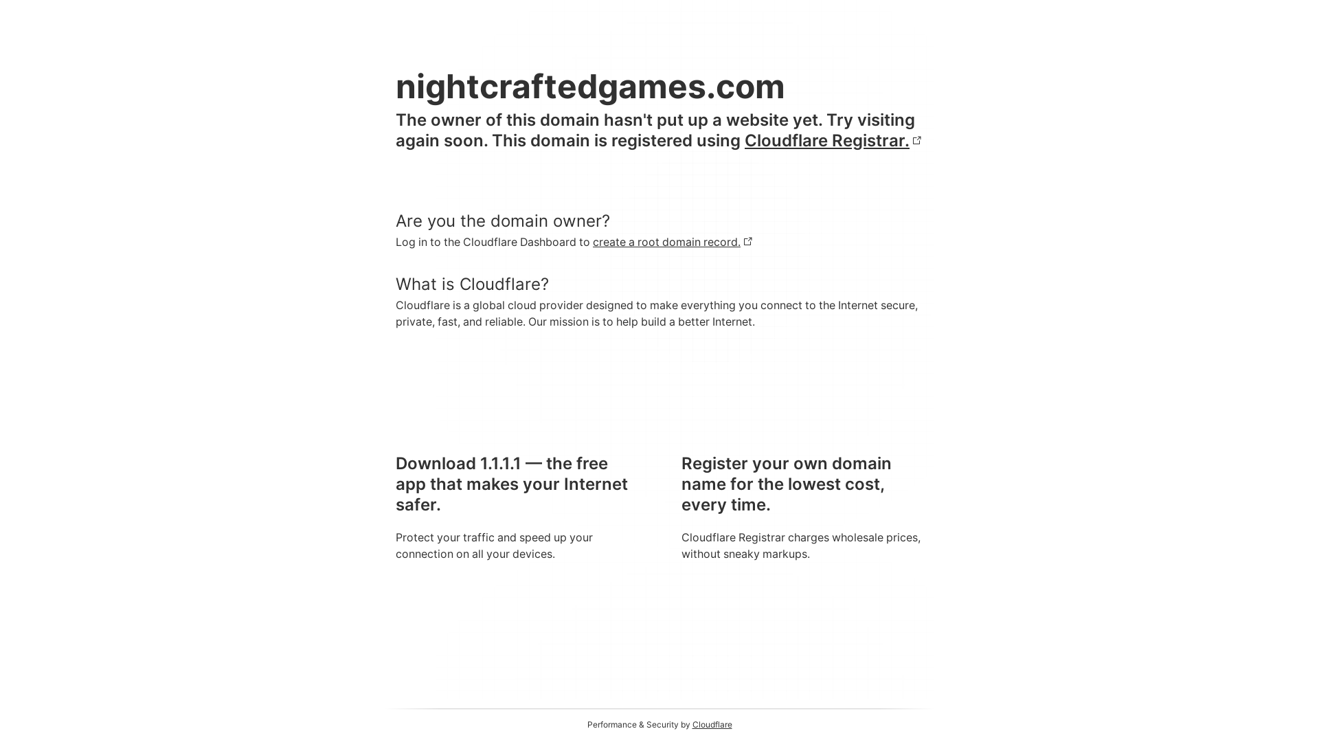 website screenshot of https://nightcraftedgames.com/