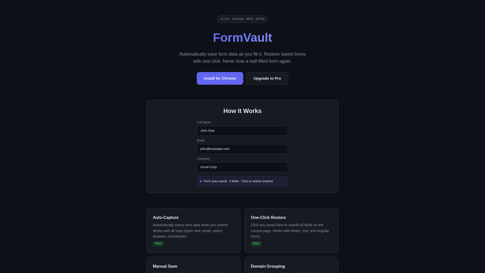 website screenshot of https://formvault.pages.dev/