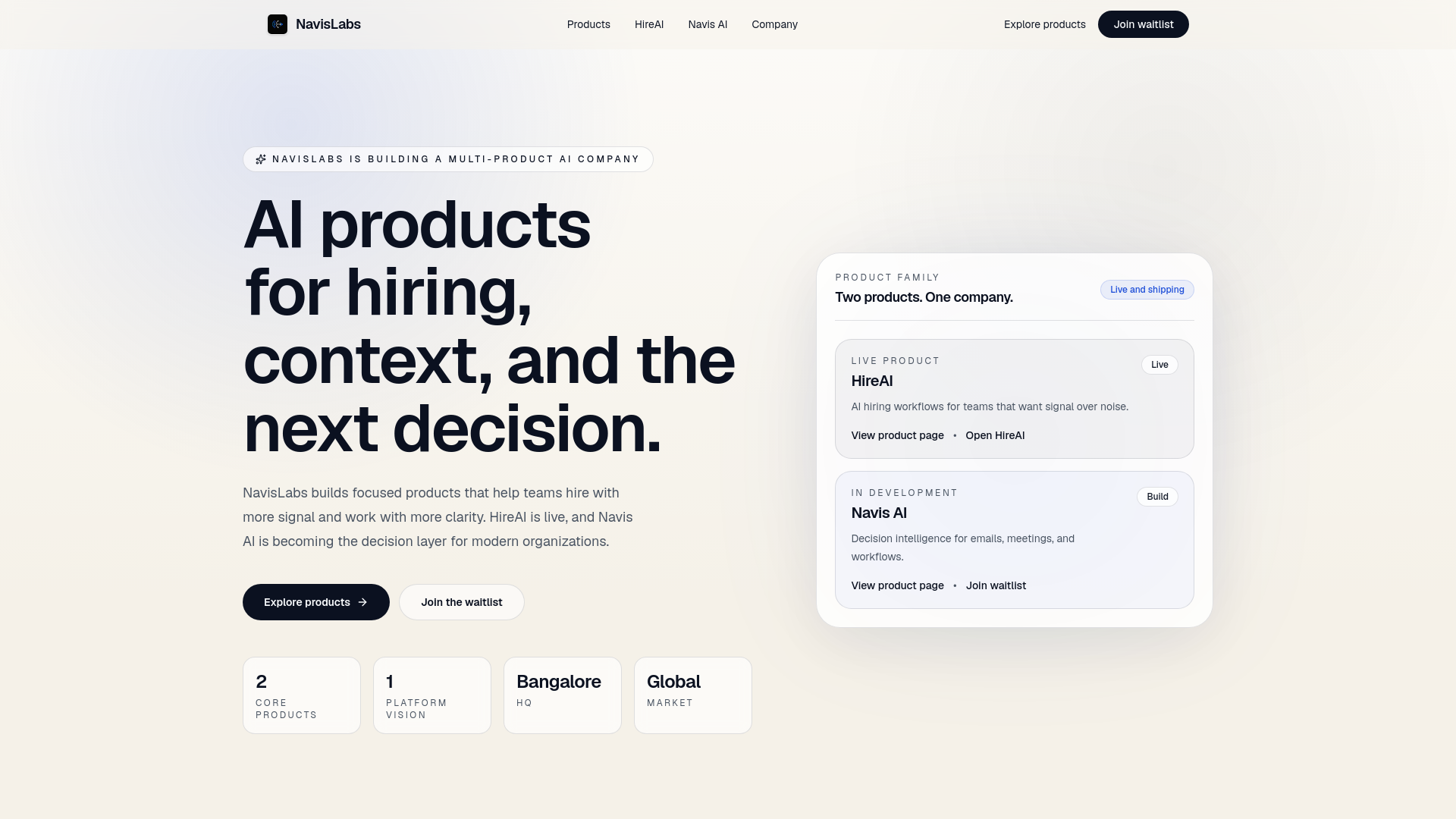 website screenshot of https://navislabs.in/