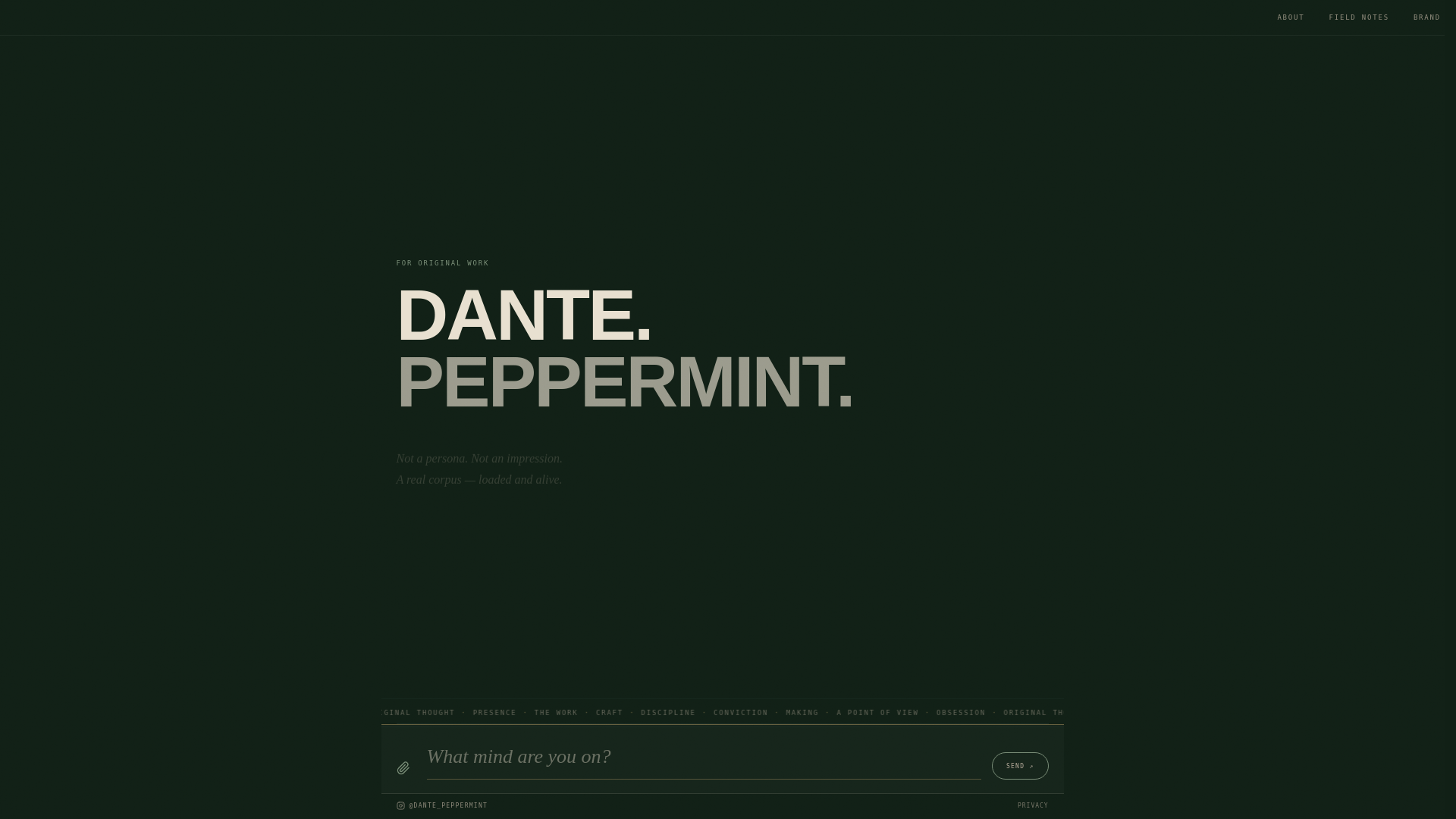 website screenshot of https://dantepeppermint.com