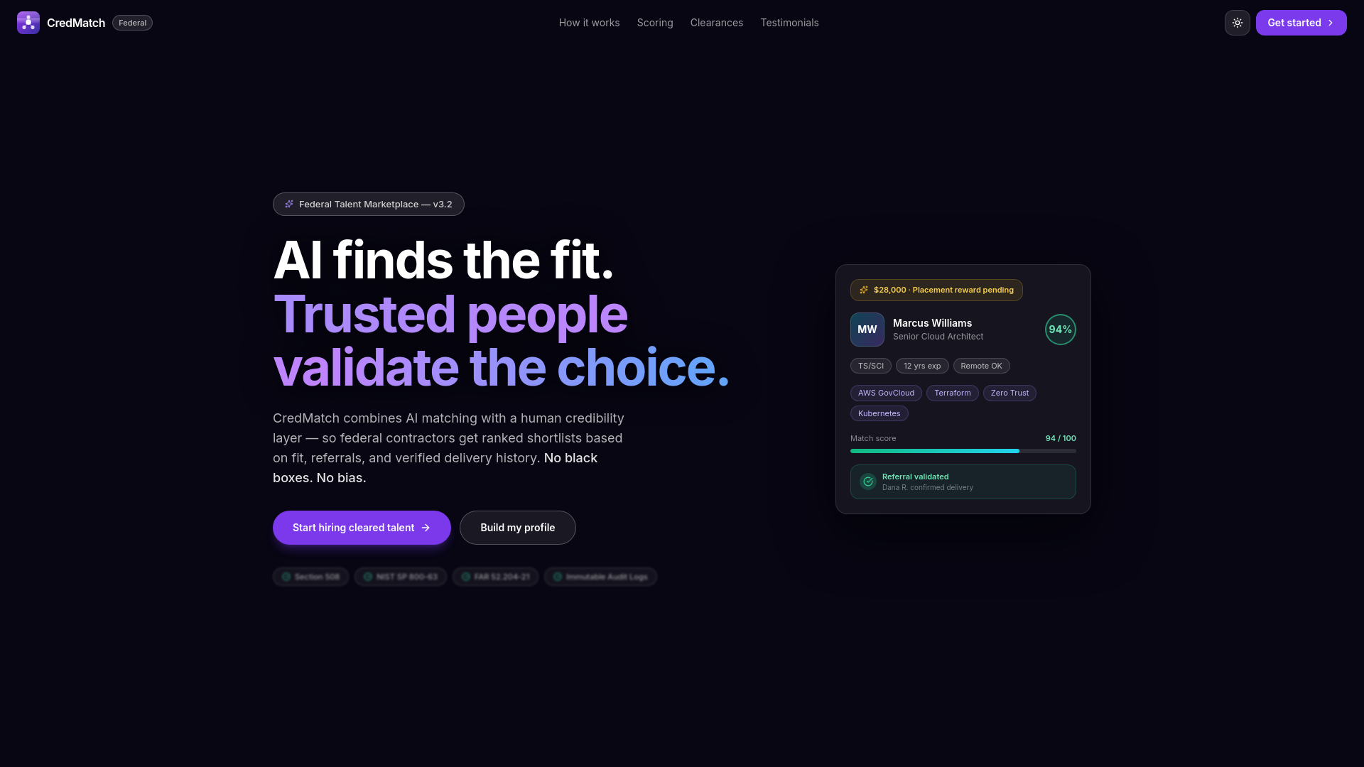 website screenshot of https://credmatch.pages.dev/