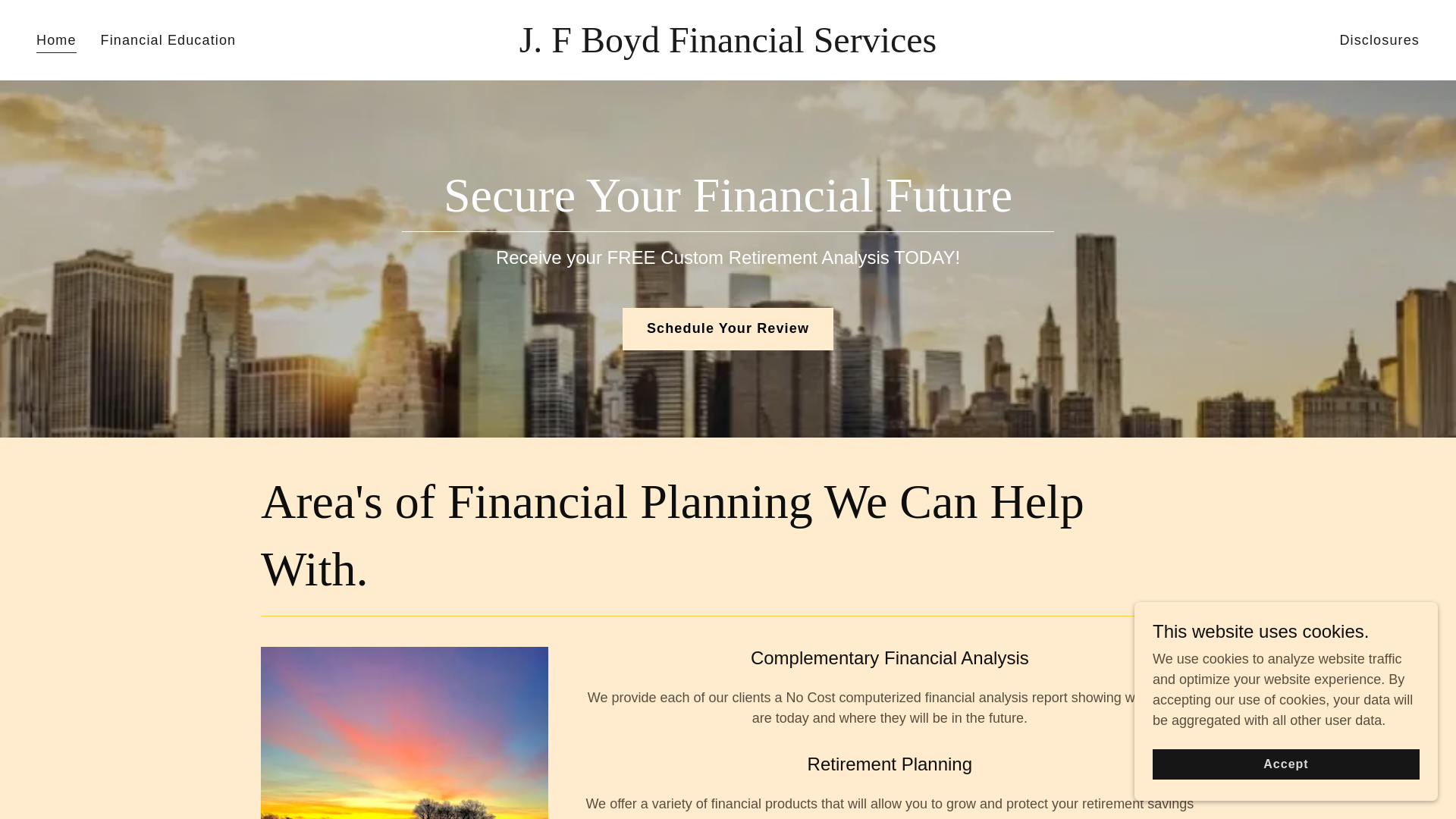 website screenshot of https://joinjfboydfinancialservices.com