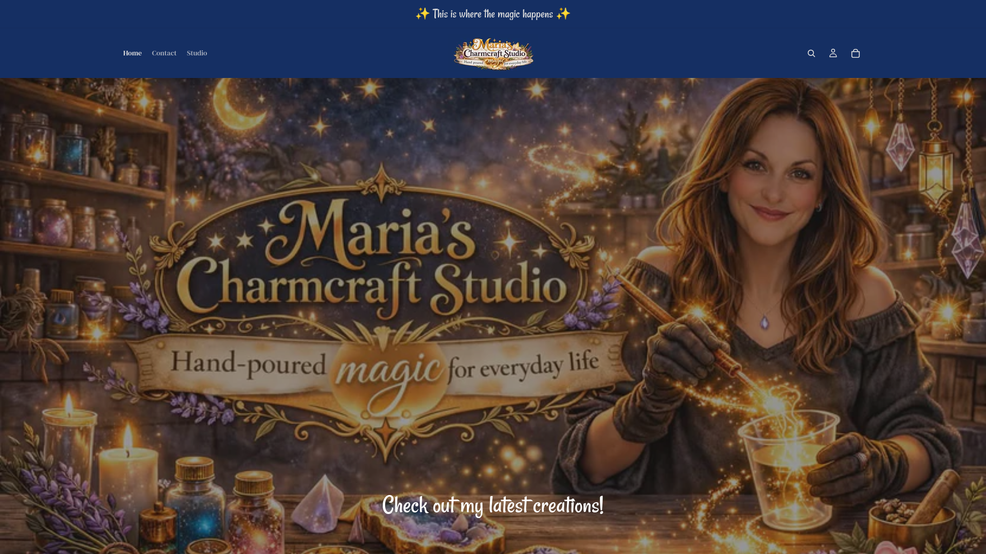 website screenshot of https://mariascharmcraftstudio.com/