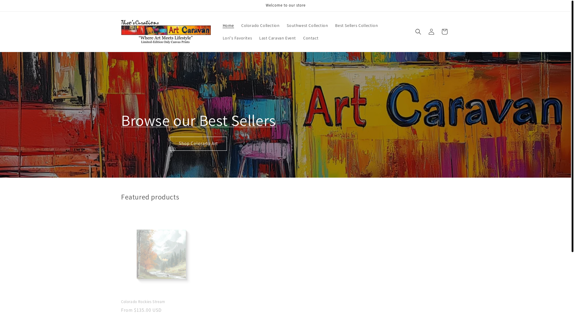 website screenshot of https://theosartcaravan.com/