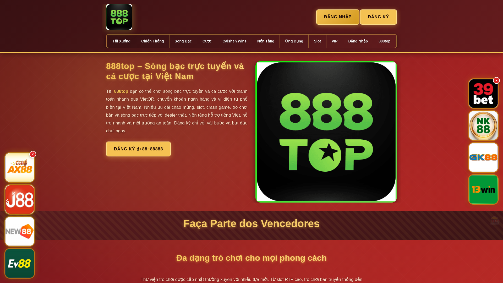 website screenshot of https://888tophai.com/