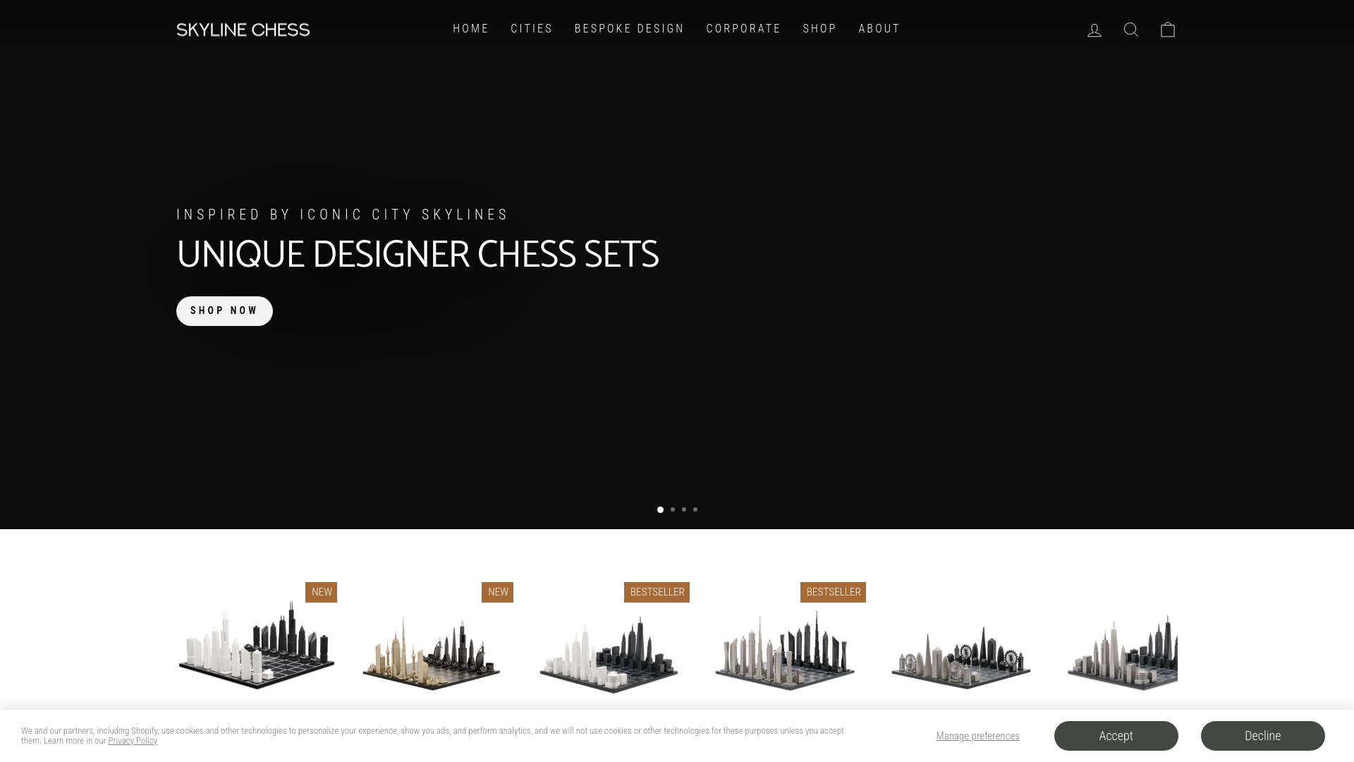 website screenshot of https://skylinechess.com