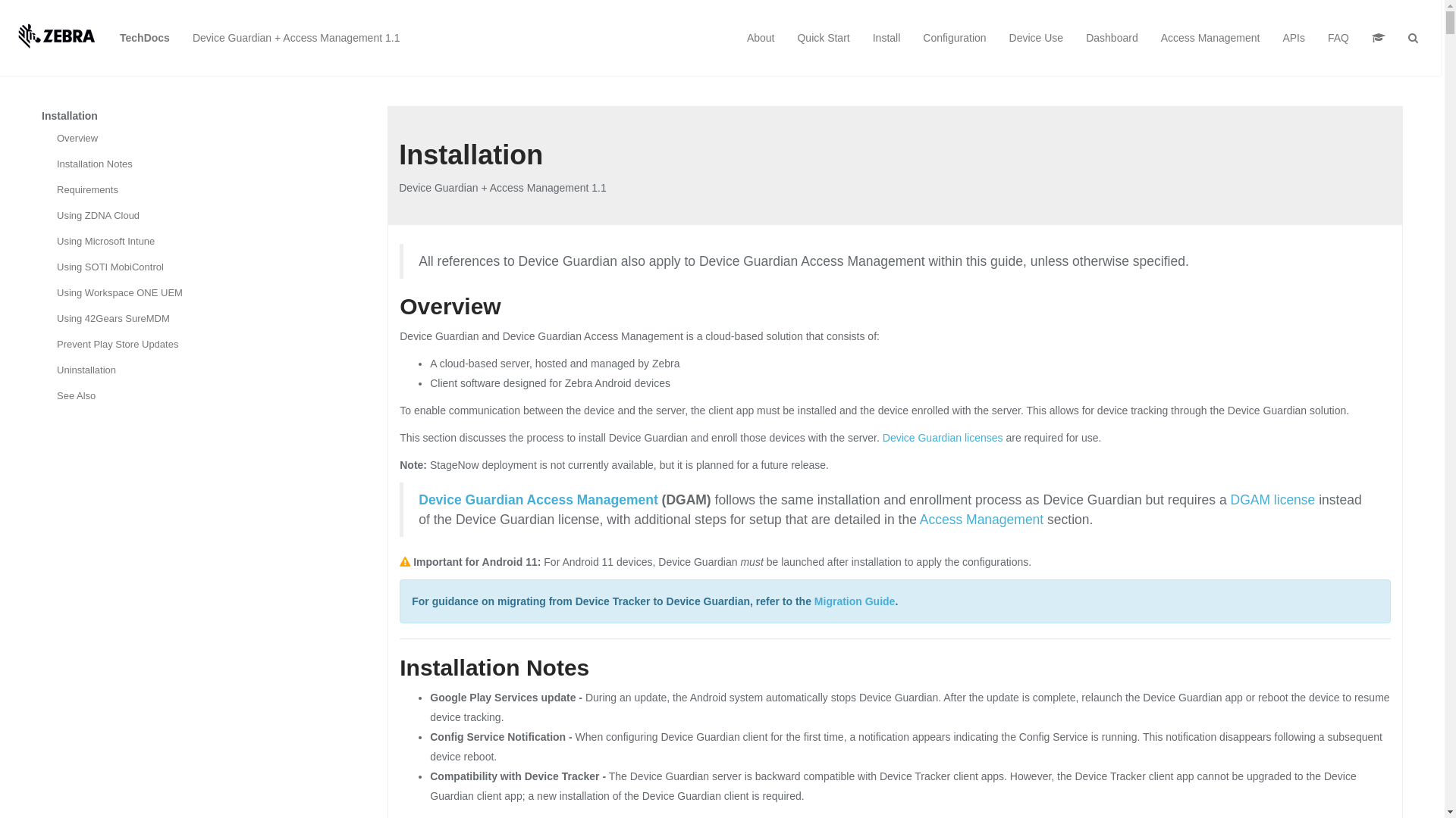 website screenshot of https://techdocs.zebra.com/deviceguardian/latest/setup/