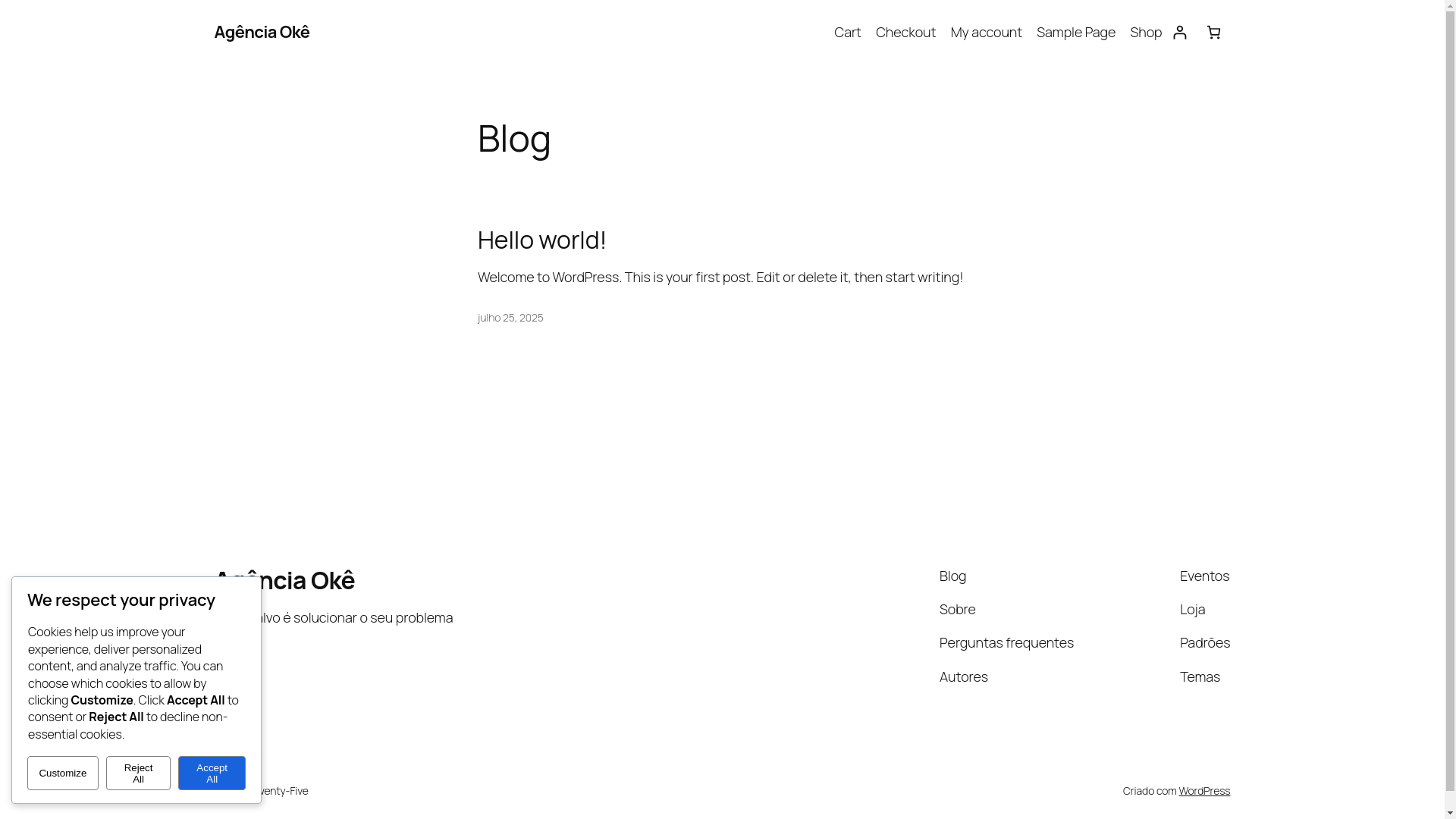 website screenshot of https://agenciaoke.com.br/