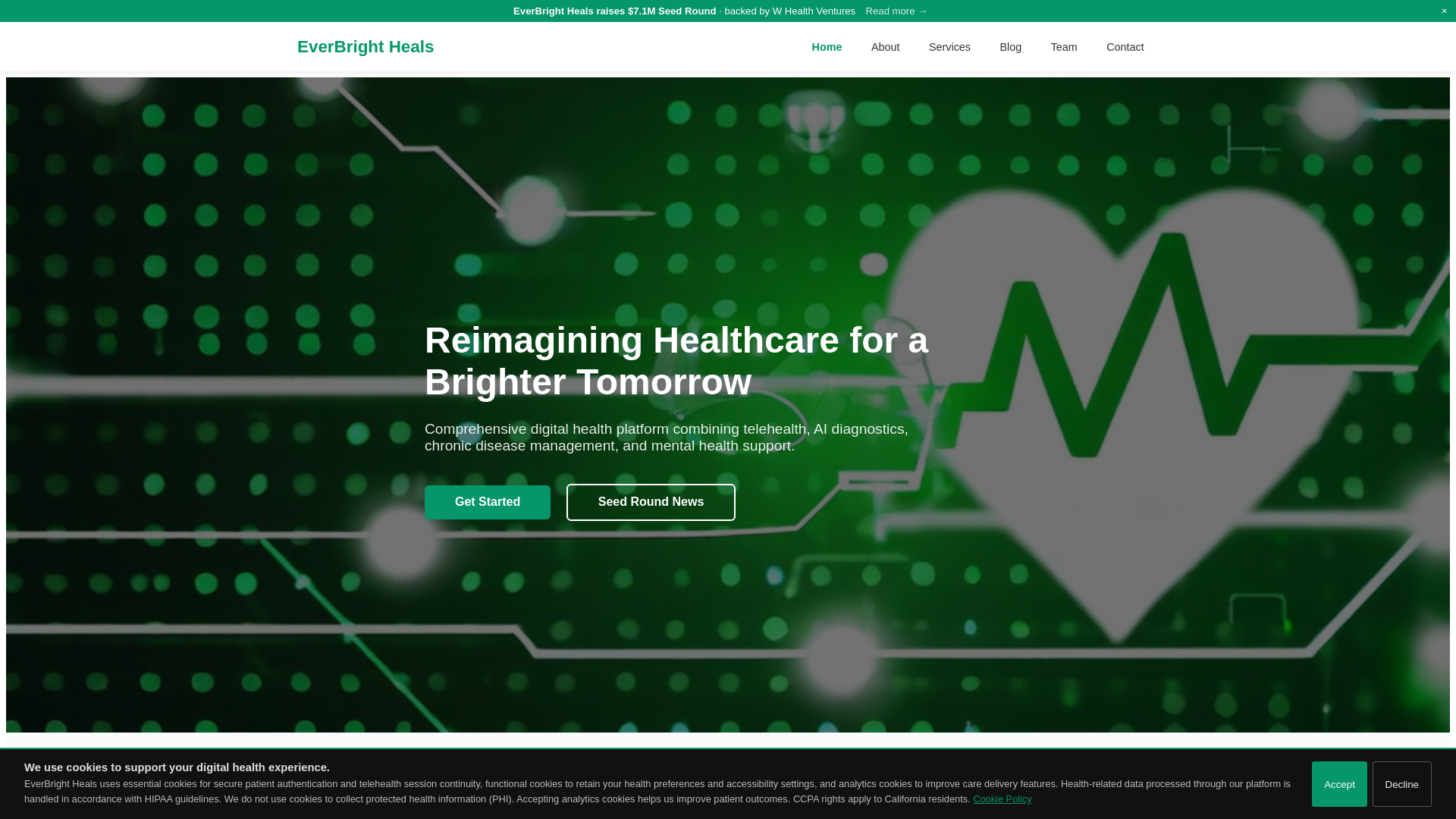 website screenshot of https://everbrightheals.com/
