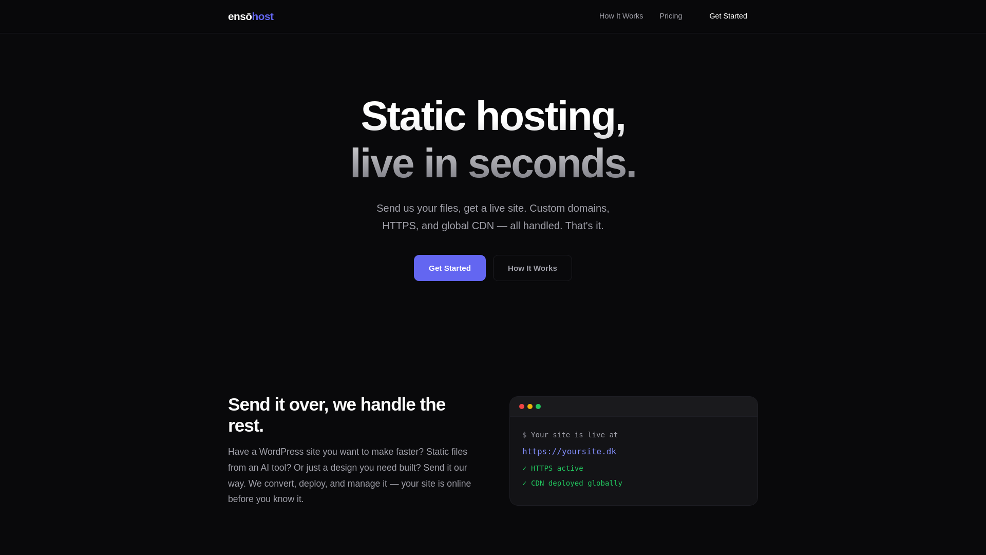 website screenshot of https://ensohost-qiimh.kinsta.page