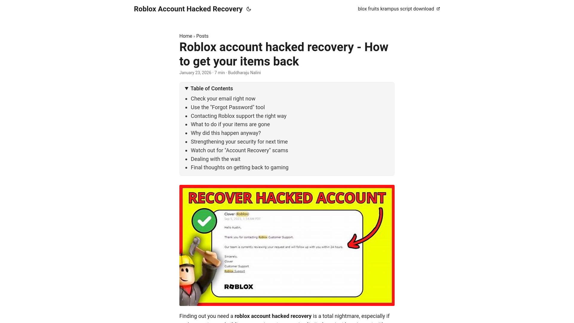 website screenshot of https://roblox-account-hacked-recovery.pages.dev/