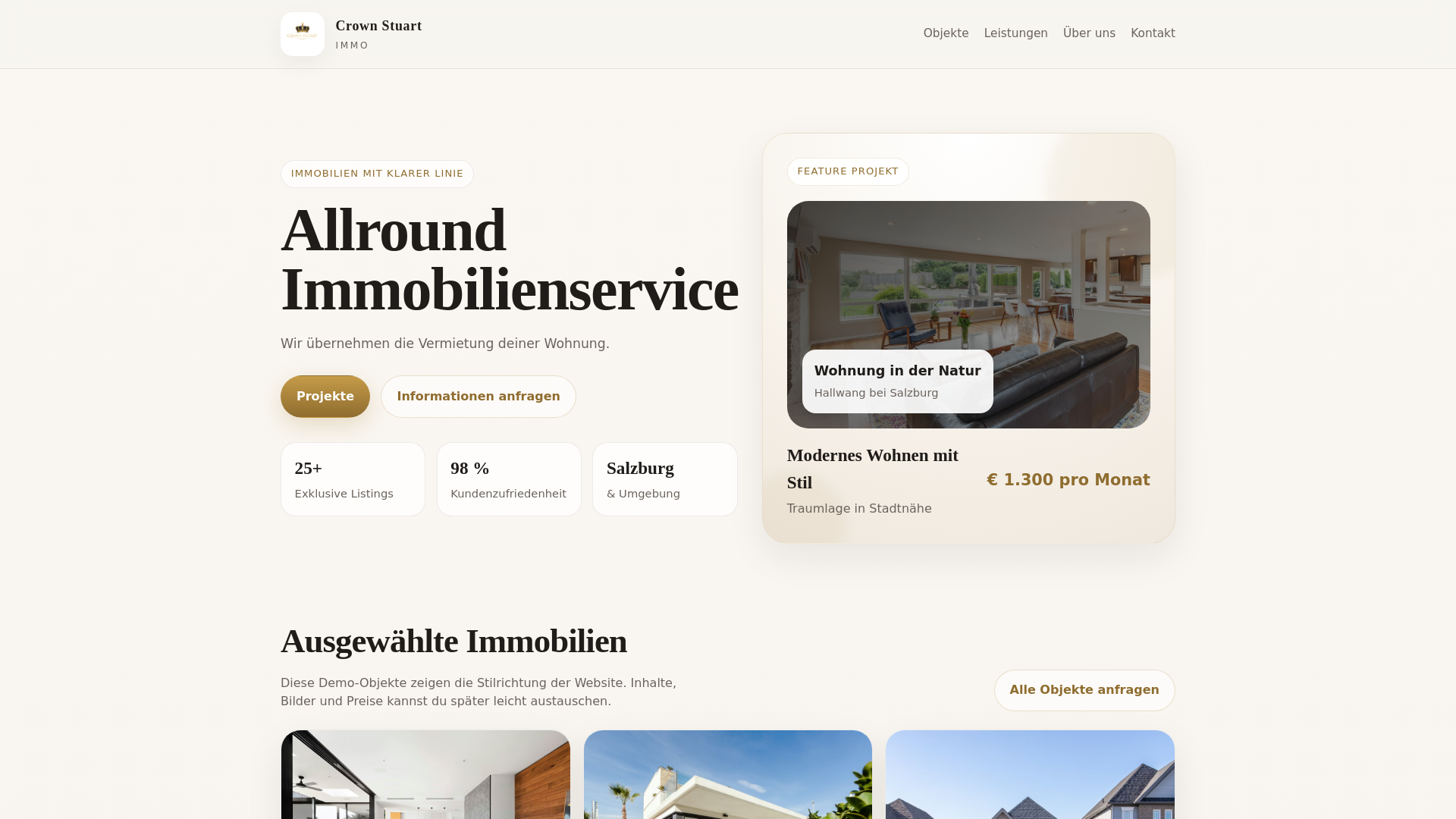 website screenshot of https://crownstuart.com/