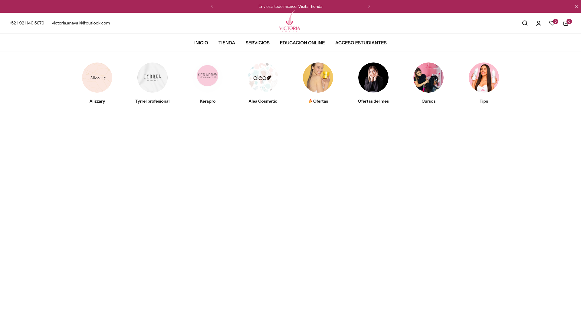 website screenshot of https://victoriaanaya.com