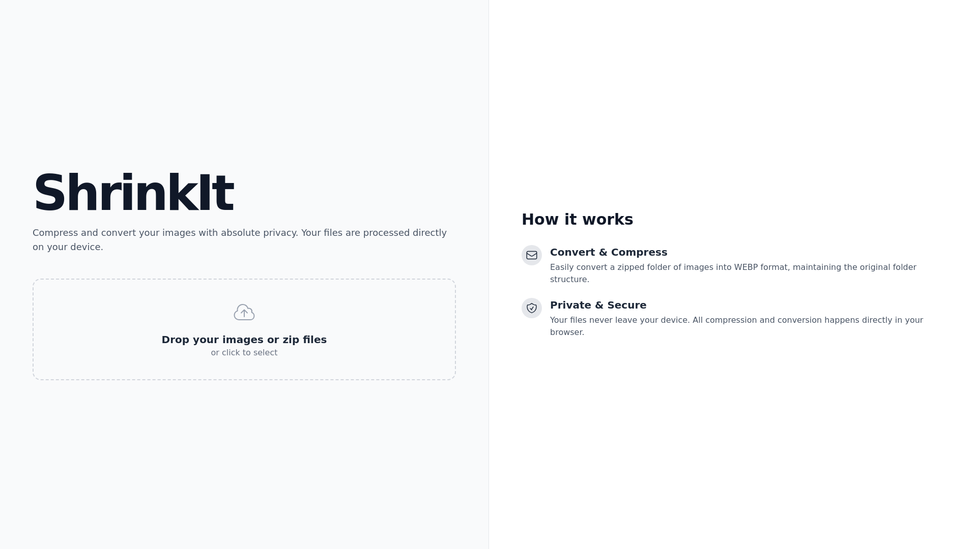 website screenshot of https://shrinkit.pages.dev/