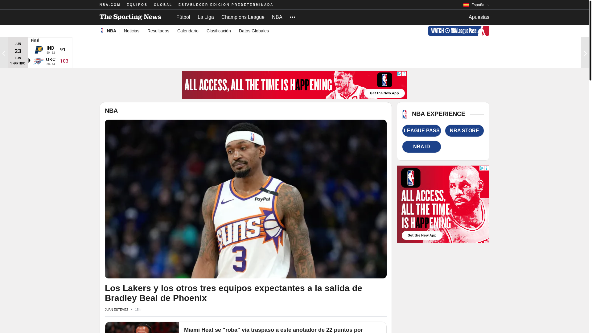 website screenshot of https://nba.com/