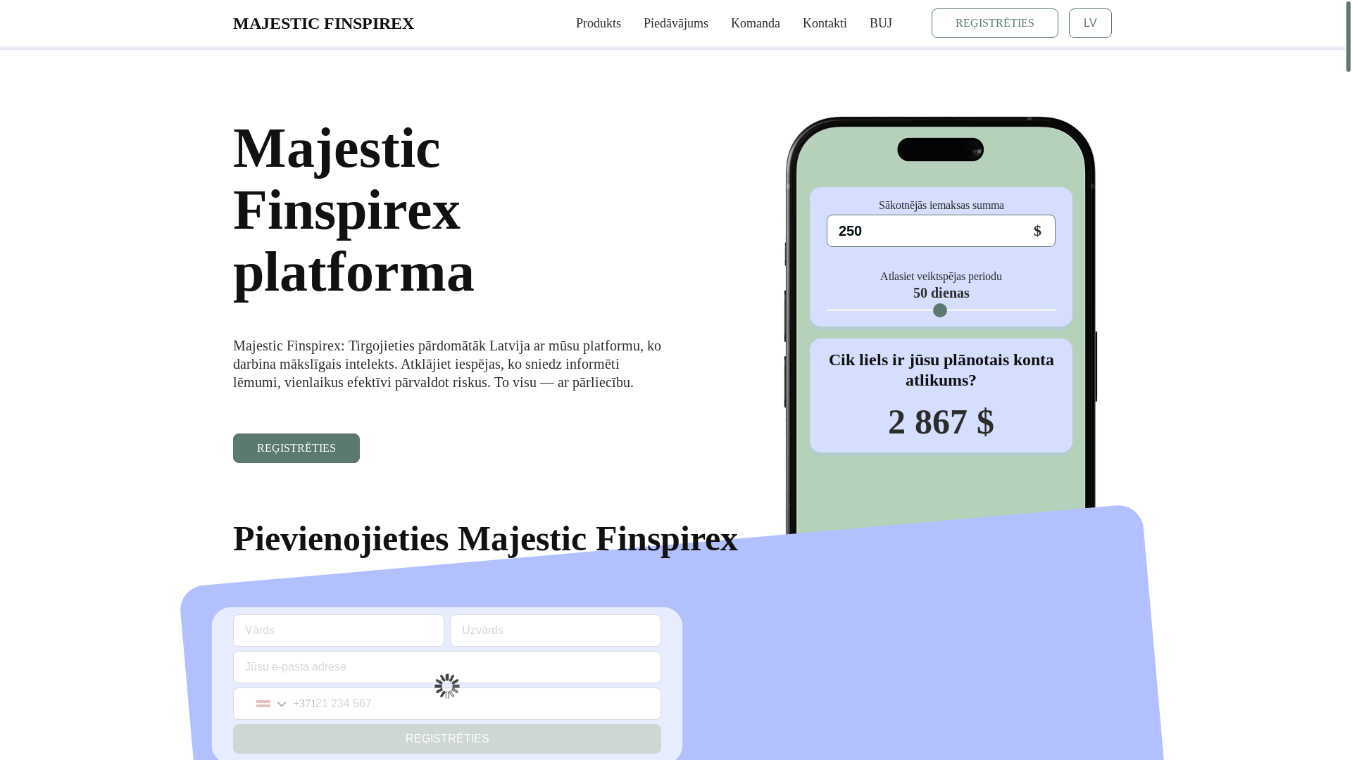 website screenshot of http://majestic-finspirex.com