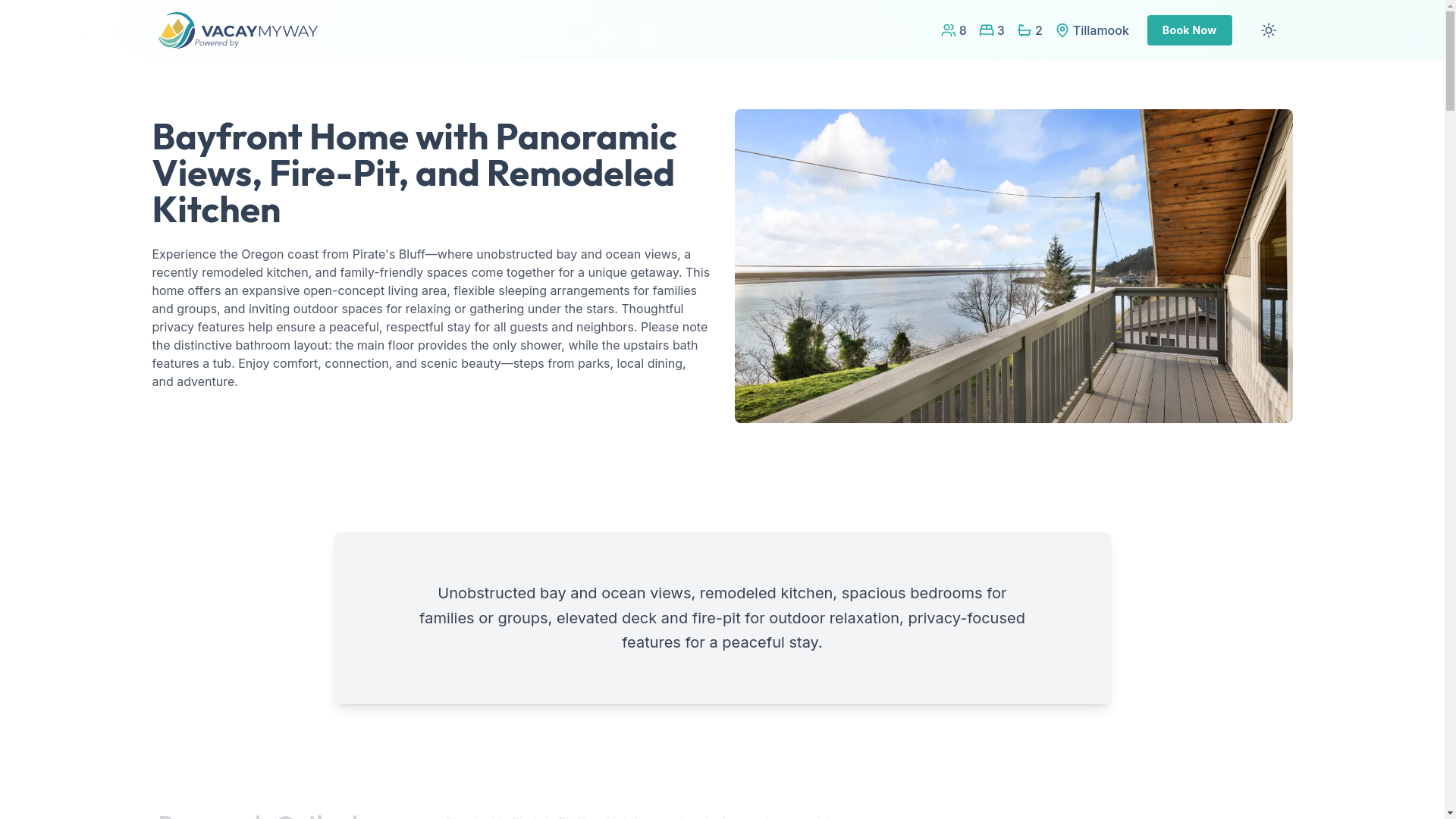 website screenshot of https://tranquilbay.vacations/