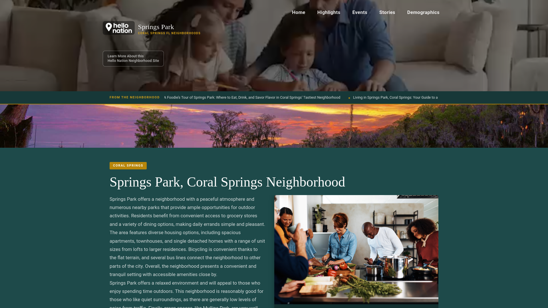 website screenshot of https://springsparkcoralspringsneighborhood.org/