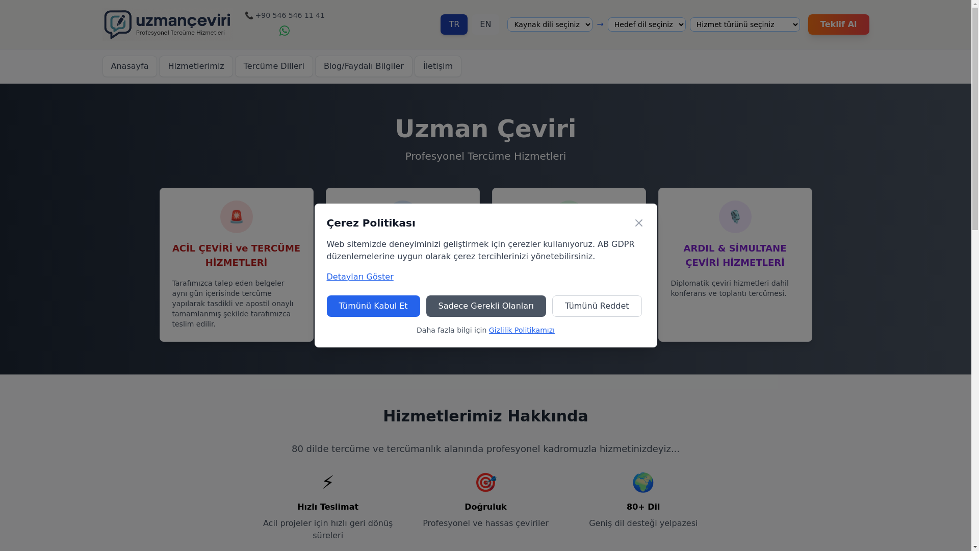 website screenshot of https://uzman-ceviri.pages.dev/