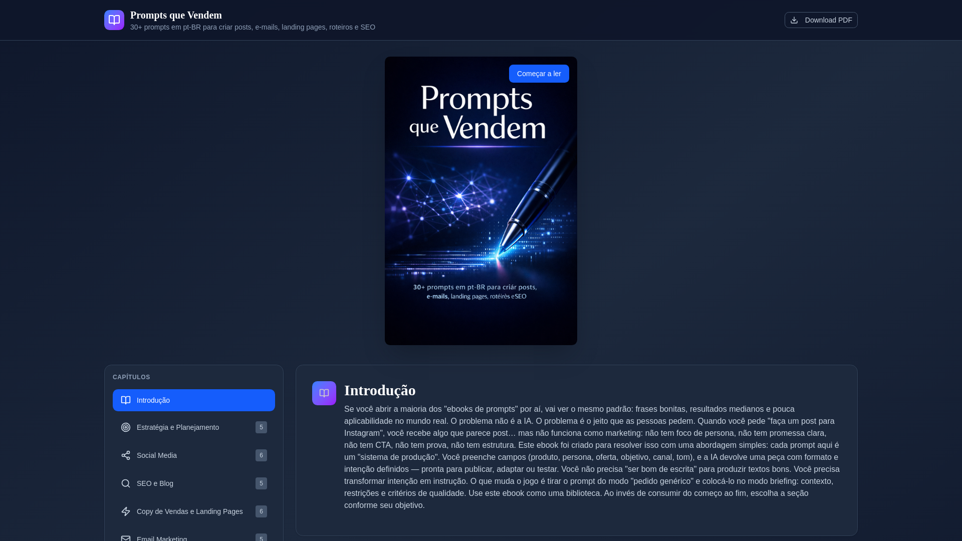 website screenshot of https://promptsquevendem.xyz/
