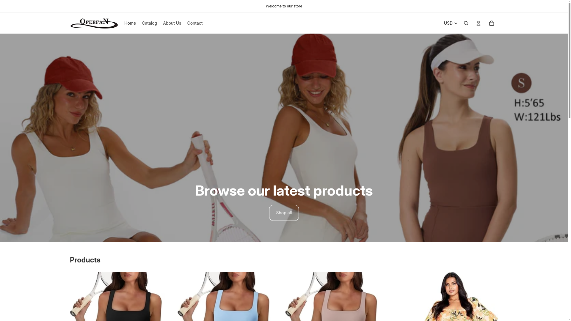 website screenshot of https://ofeefan.store/