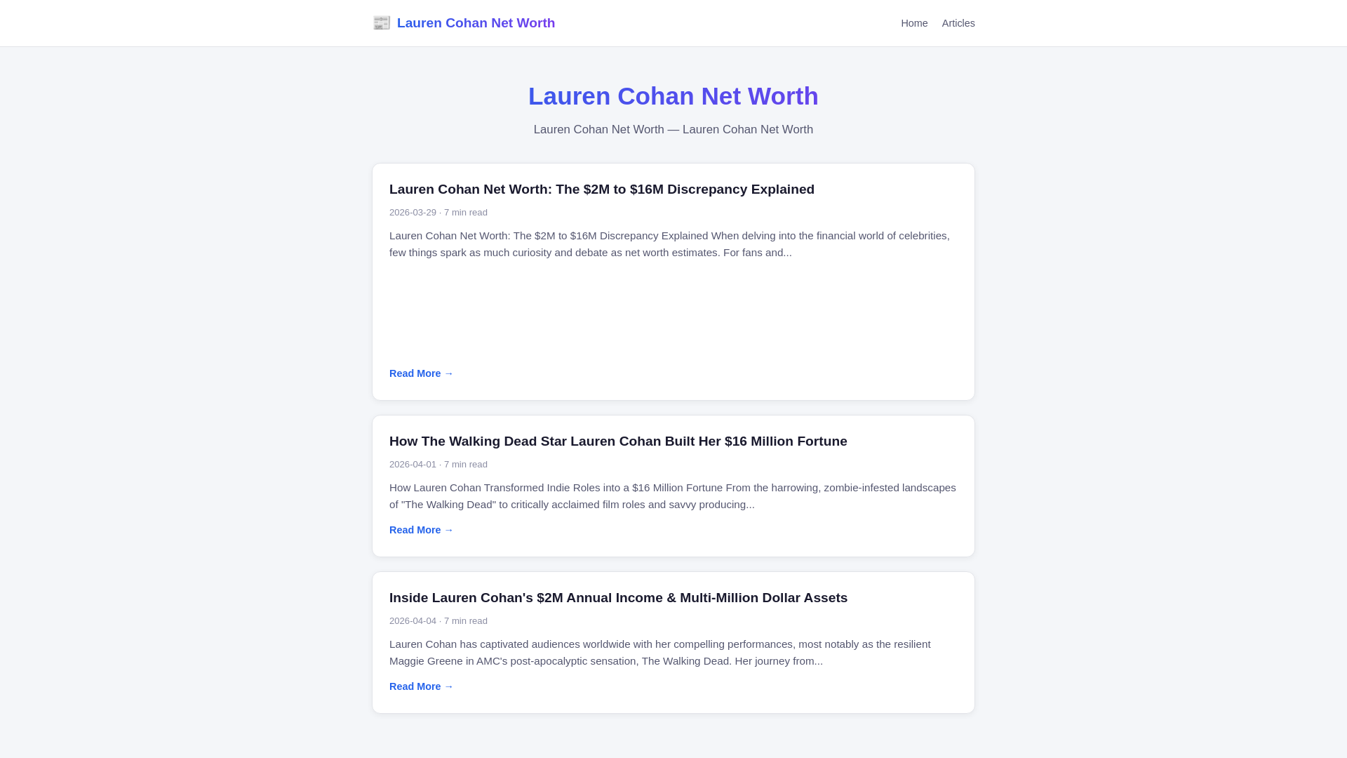 website screenshot of https://lauren-cohan-net-worth.pages.dev/