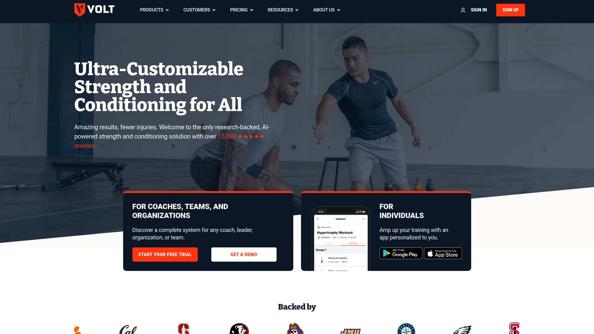 website screenshot of https://purevoltathletics.com/