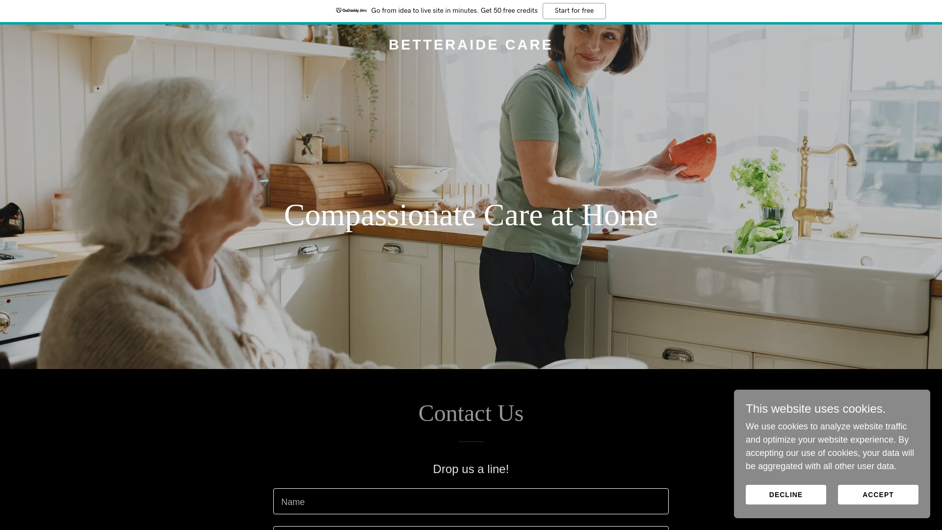 website screenshot of https://betteraidecare.co.uk/