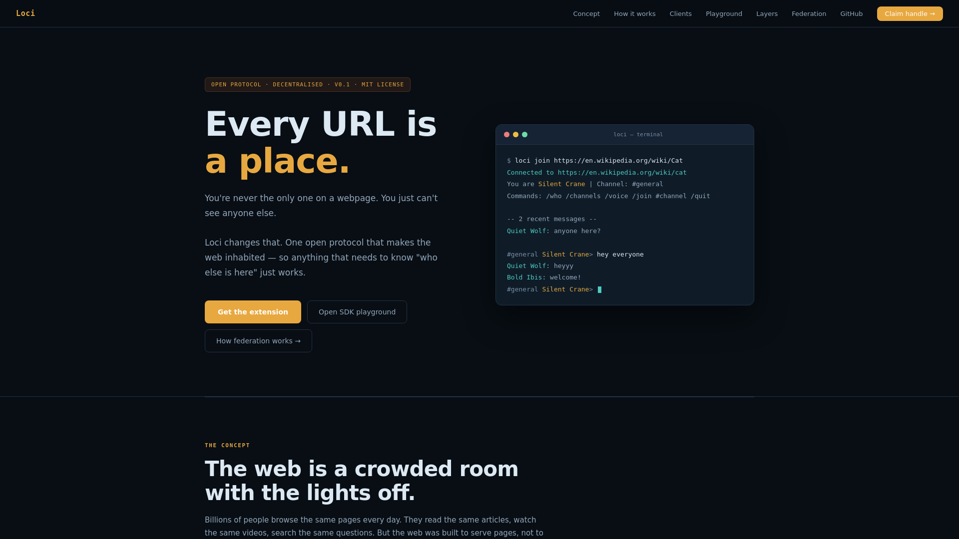 website screenshot of https://locinet.net/