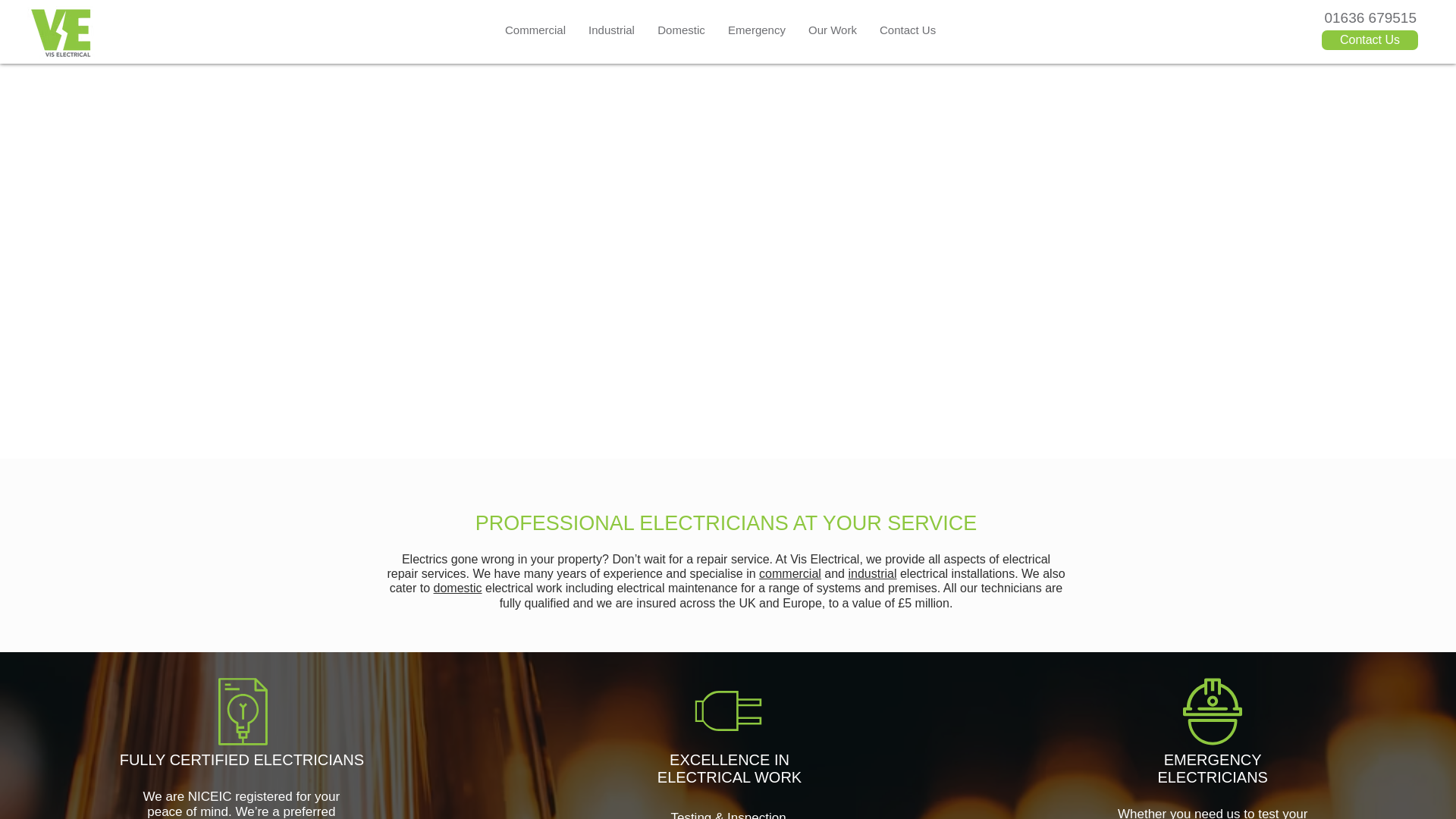 website screenshot of https://yourviselectrical.co.uk/