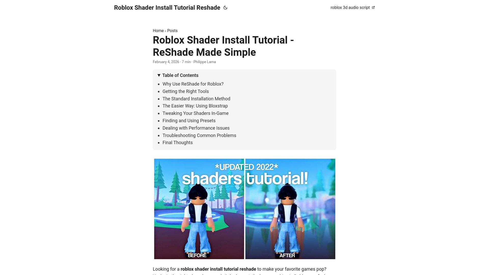 website screenshot of https://roblox-shader-install-tutorial-reshade.pages.dev/