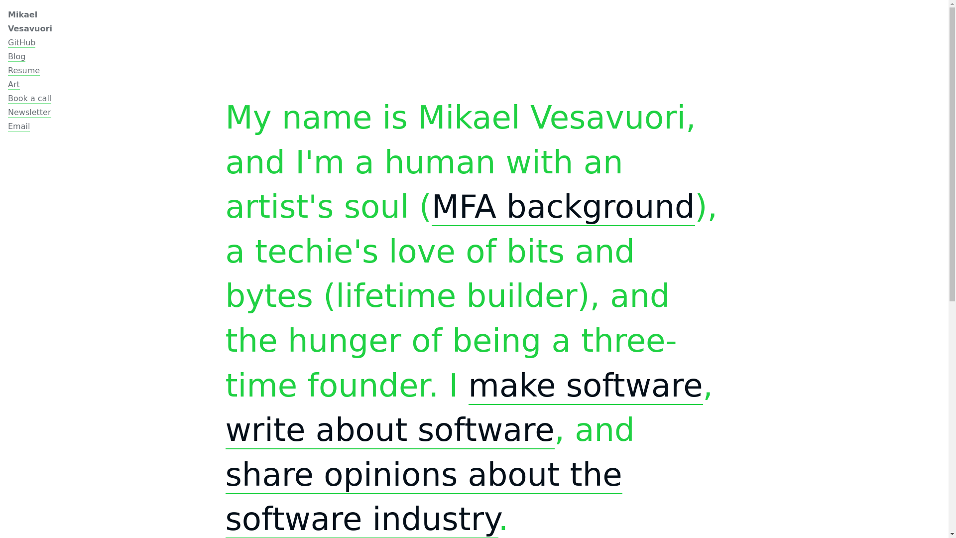 website screenshot of https://mikaelvesavuori-site.pages.dev/