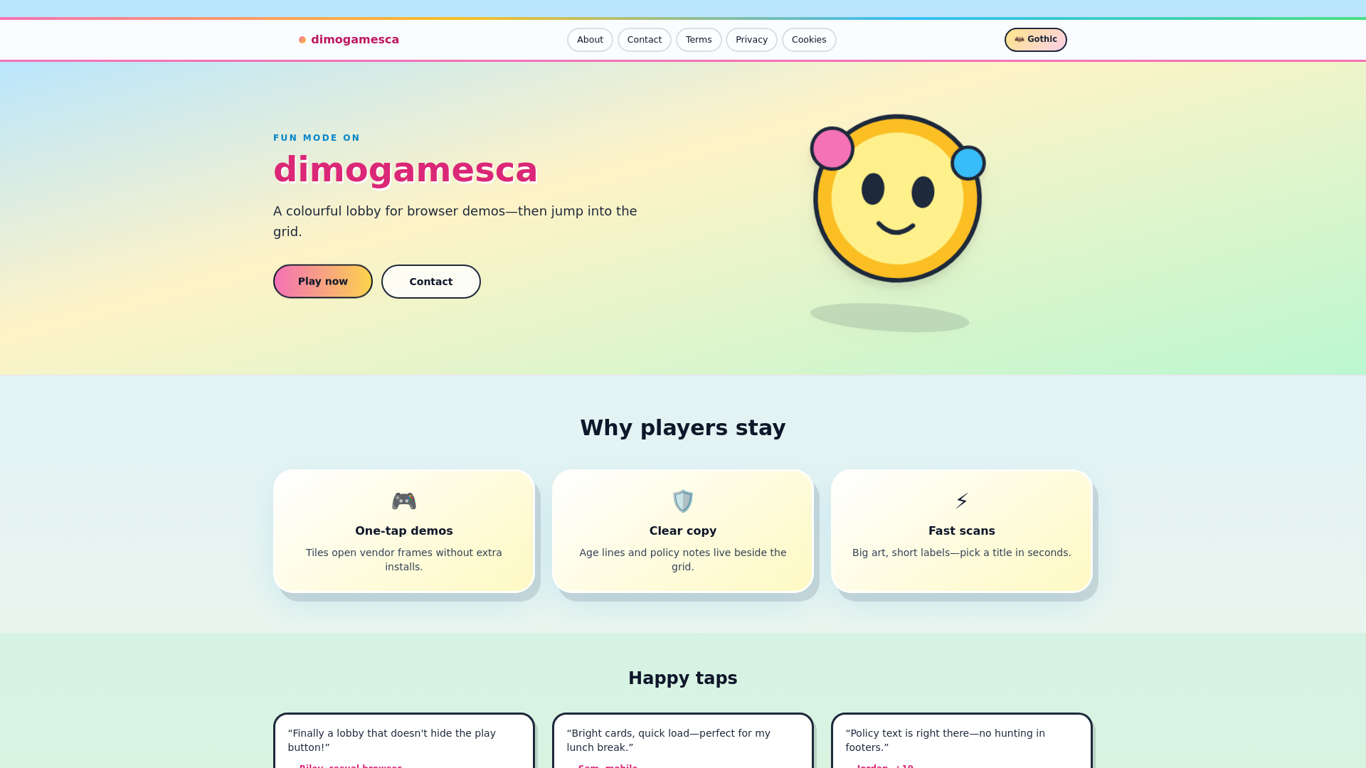 website screenshot of https://dimogamesca.com