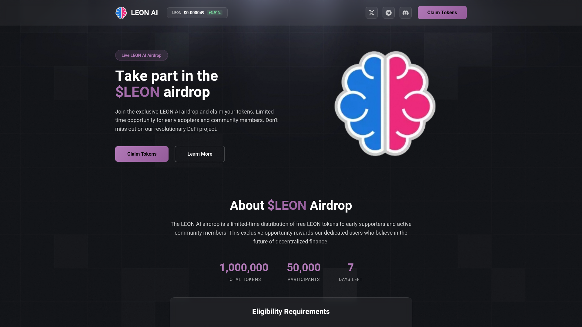 website screenshot of https://register-leon.fun/