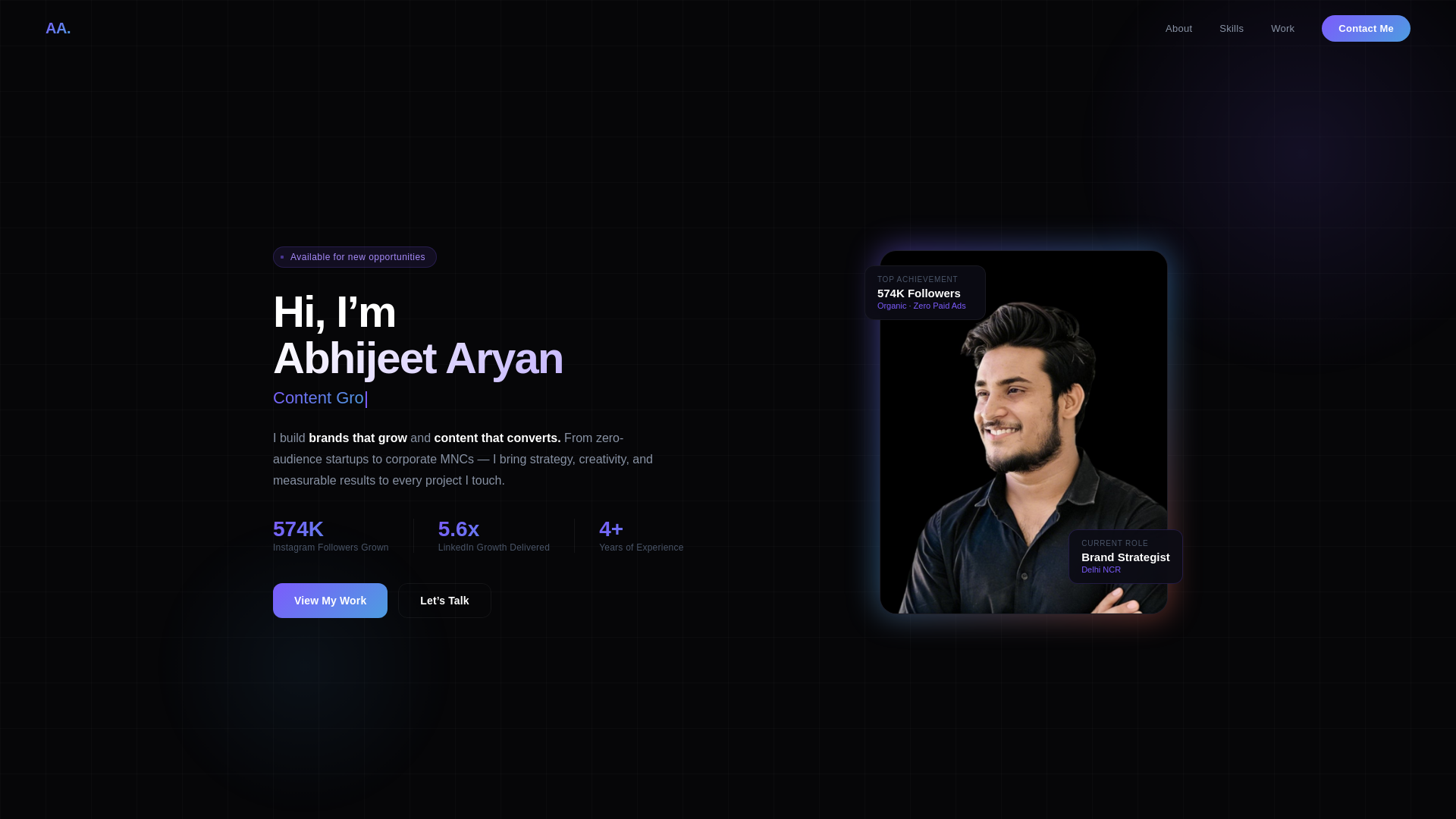 website screenshot of https://abhijeetaryan.in/