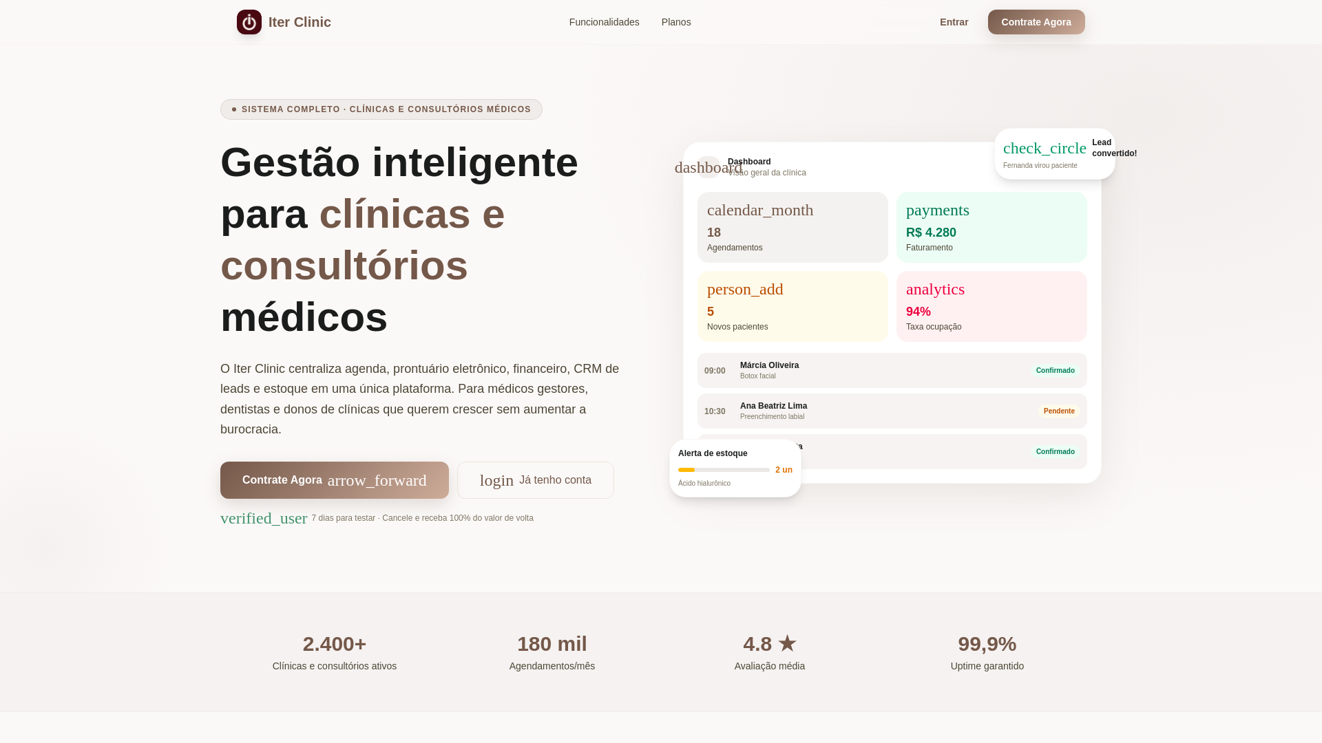 website screenshot of https://iterclinic.com