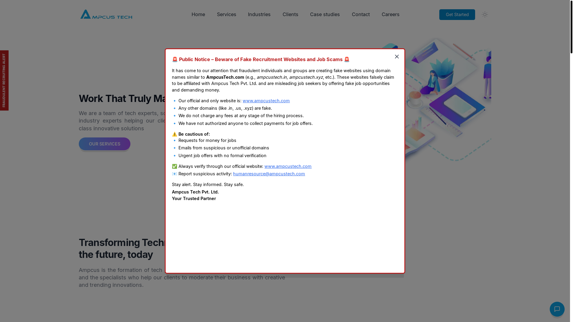 website screenshot of https://ampcustech.co.in/