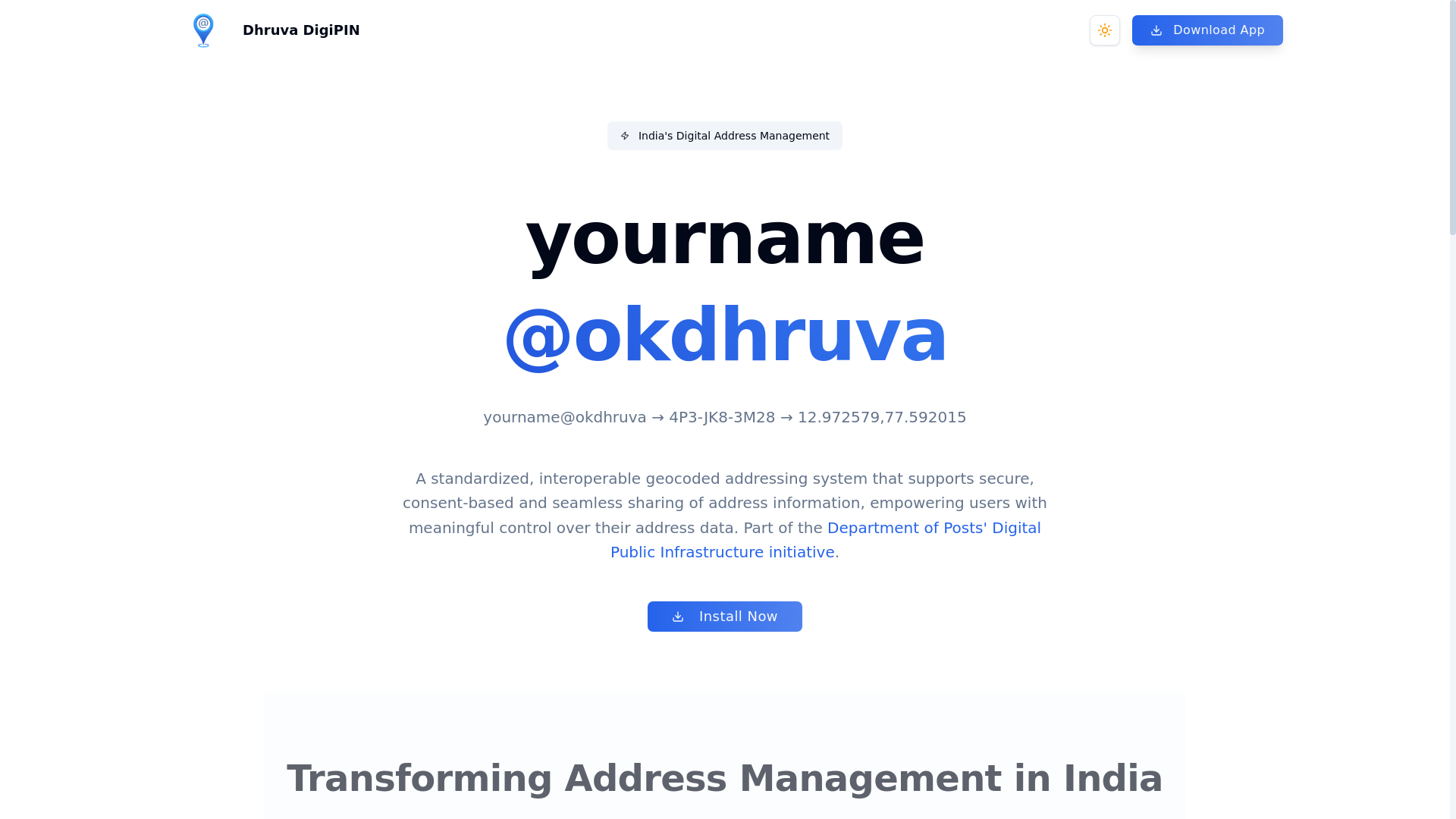 website screenshot of https://dhruvadigipin.pages.dev/