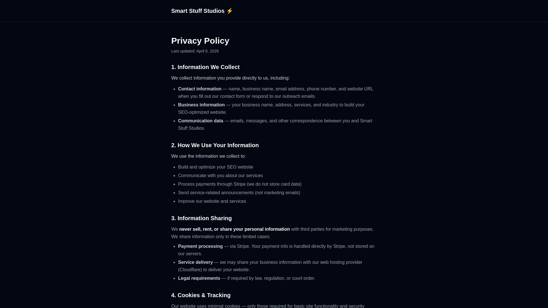 website screenshot of https://smart-stuff-privacy.pages.dev/