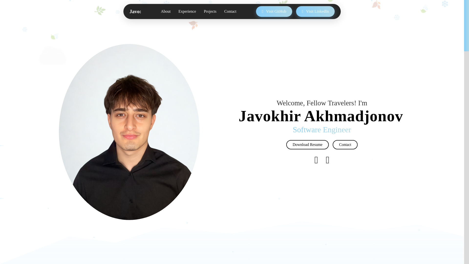 website screenshot of https://javokhirakhmadjonov.com/