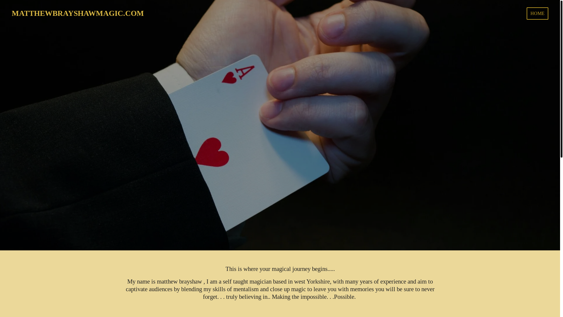 website screenshot of https://matthewbrayshawmagic.com/