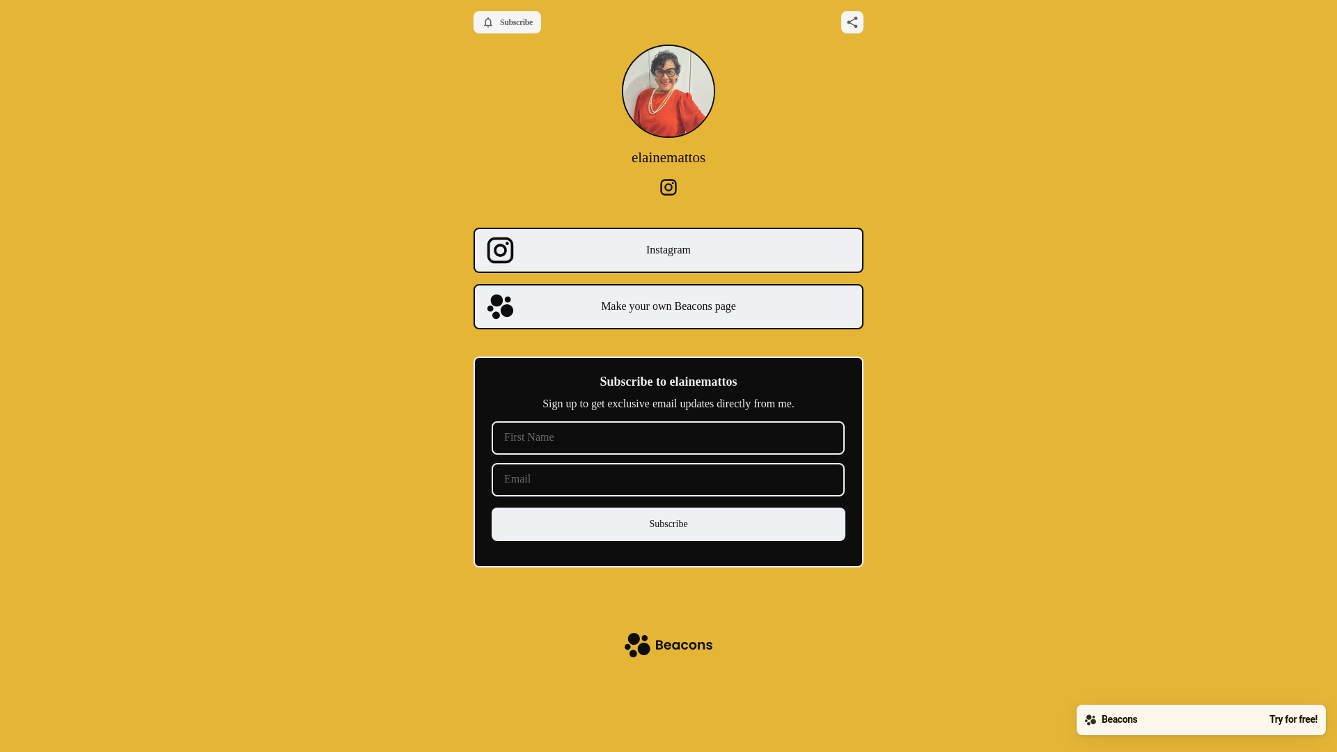 website screenshot of https://elainemattos.com/
