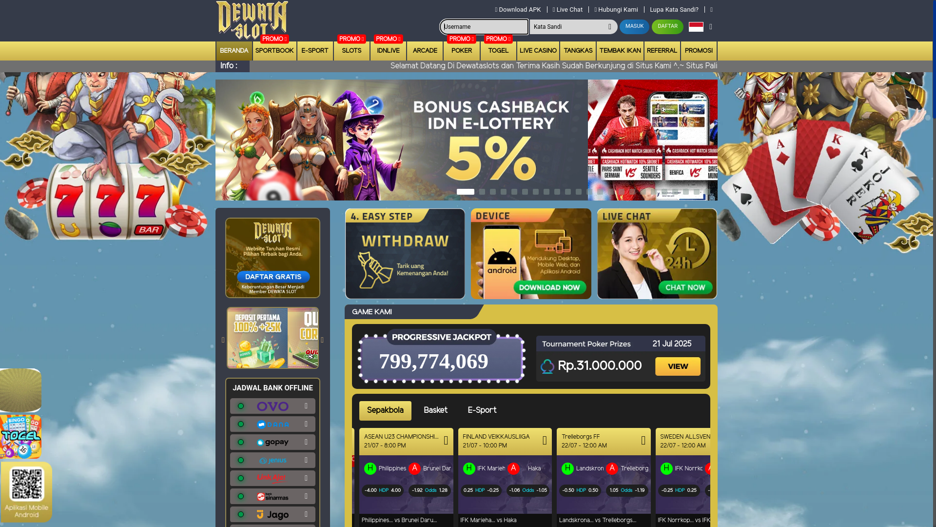 website screenshot of https://dewataslotbet21.cc/